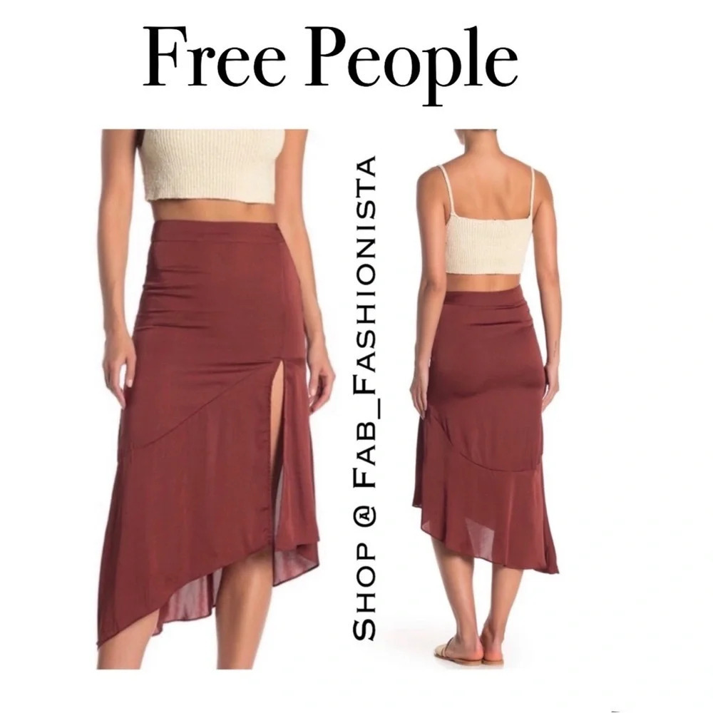 Free People Asymmetrical Skirt Size 6 Brick Brown